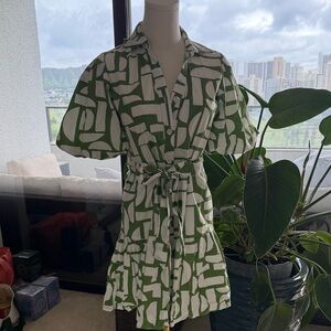 Jessica Simpson Green and White Mini Dress